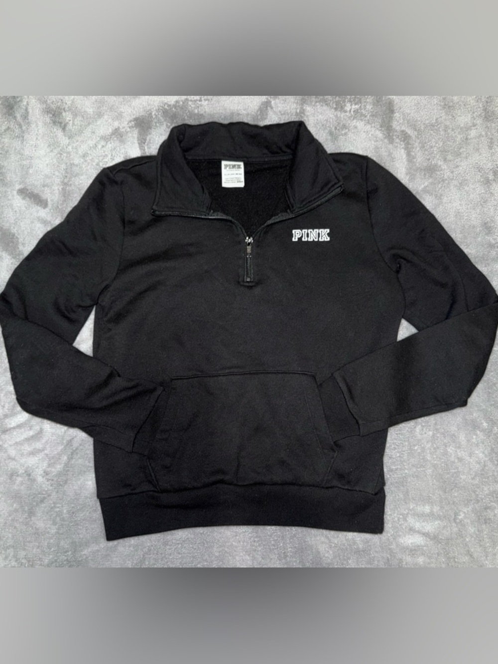 PINK Victoria’s Secret Black Quarter Zip Pullover Sweatshirt XS